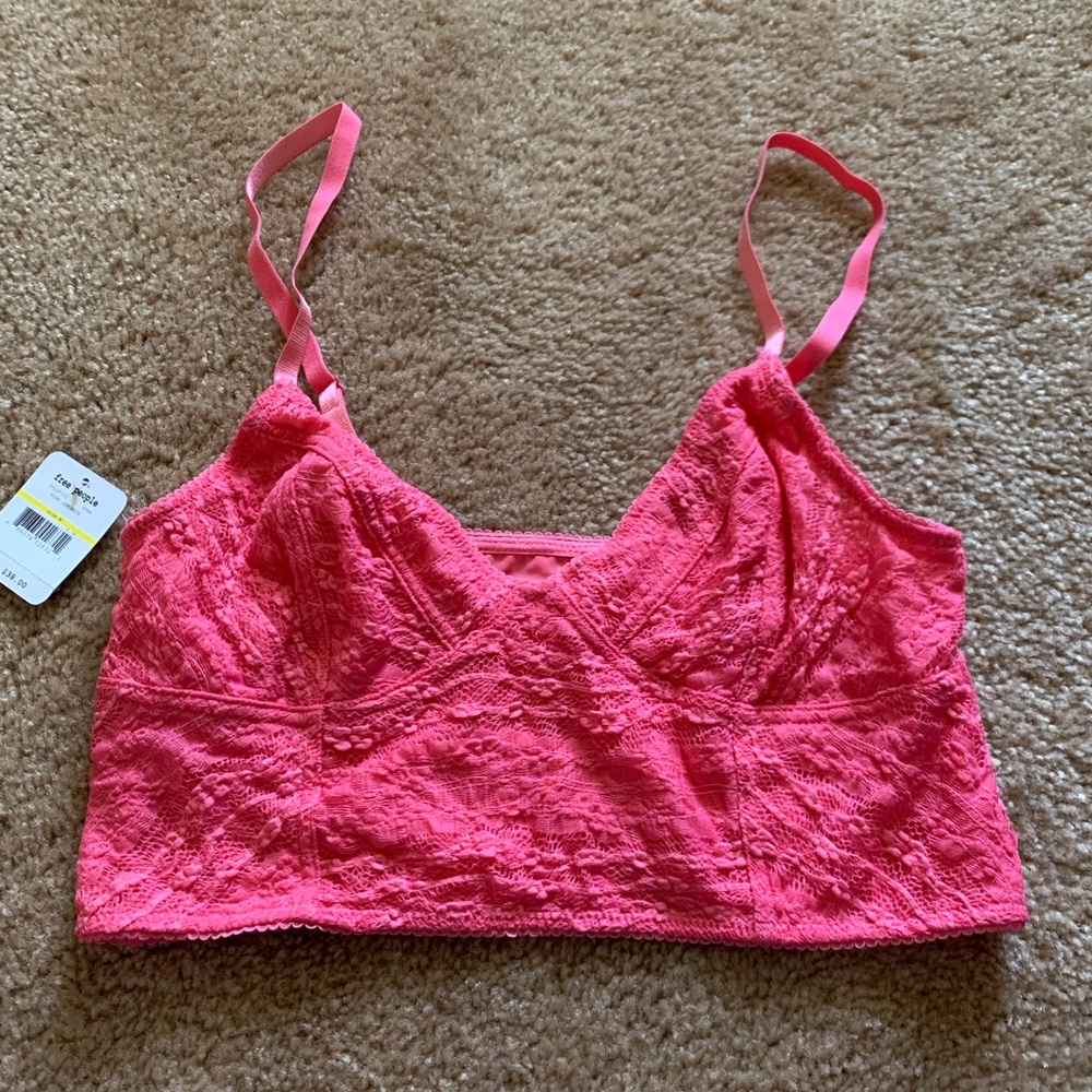 NWT Free People unlined pink bralette sz M